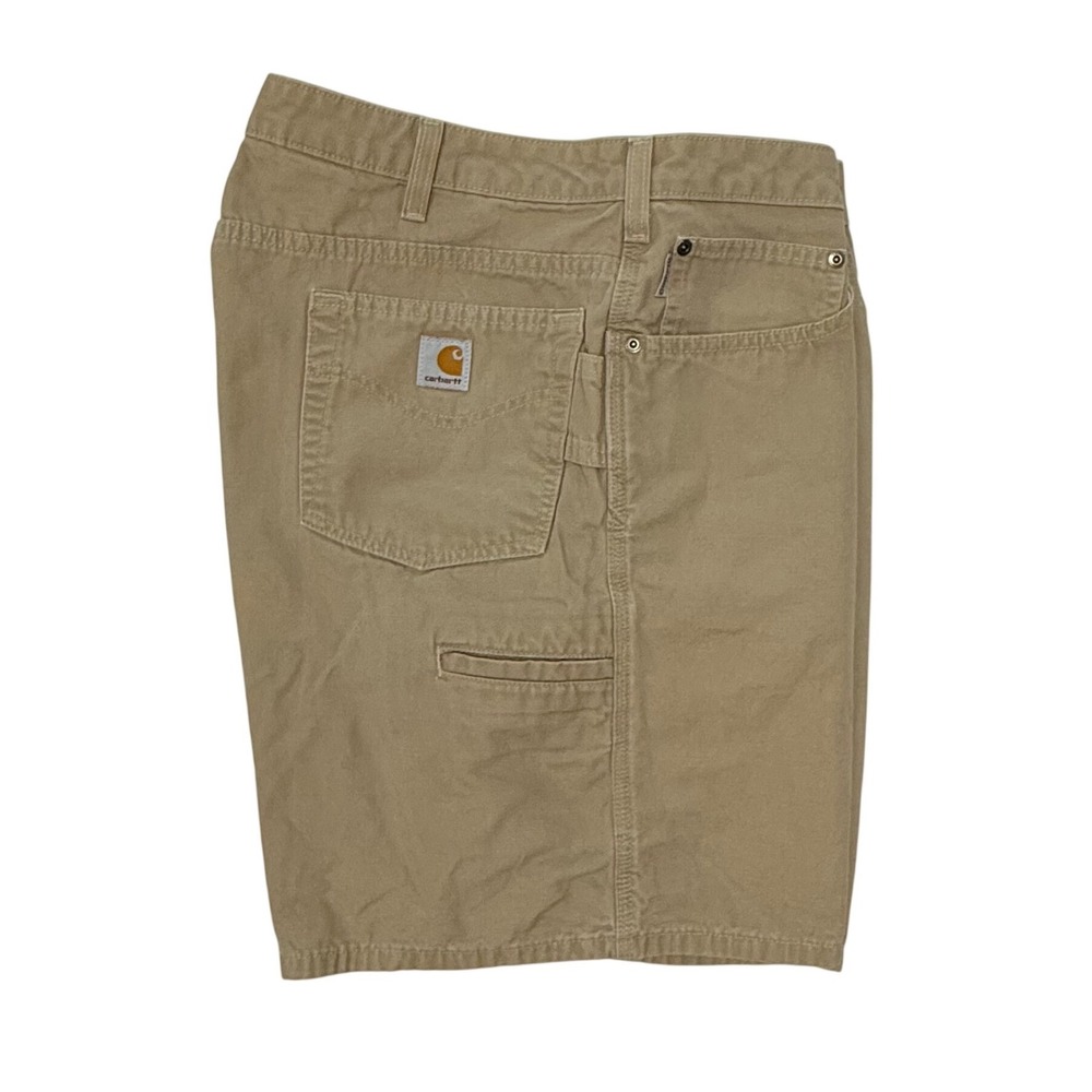 Carhartt Womens WB190 GKH Khaki Tan Canvas Carpenter Work Shorts Size 18